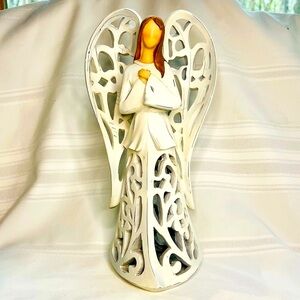 Praying Angel Figurine Carved Wood‎ Resin